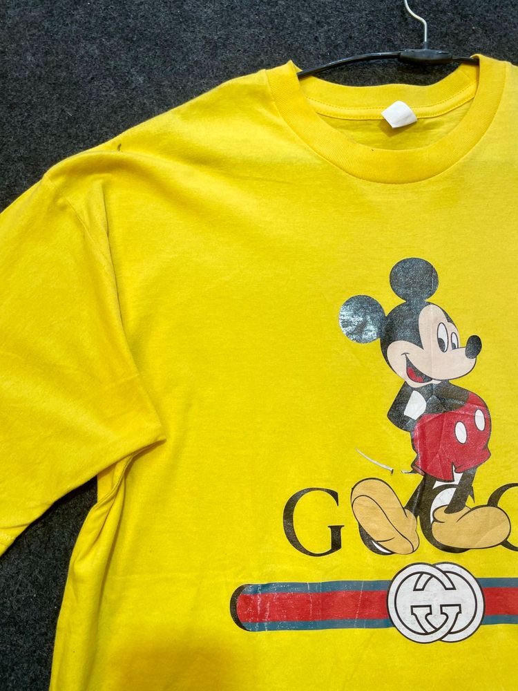 Vibrant Yellow Mickey Mouse Graphic Tee