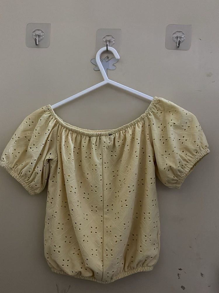 Chic Off-Shoulder Eyelet Top