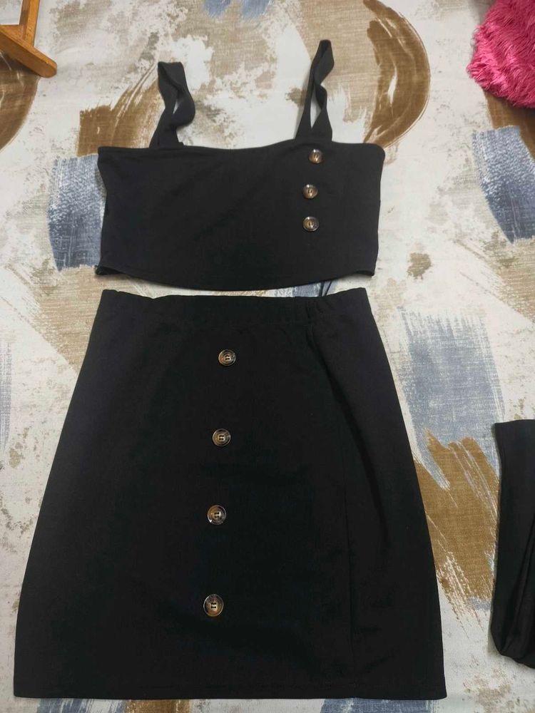 Chic Black Button-Up Co-ord Set