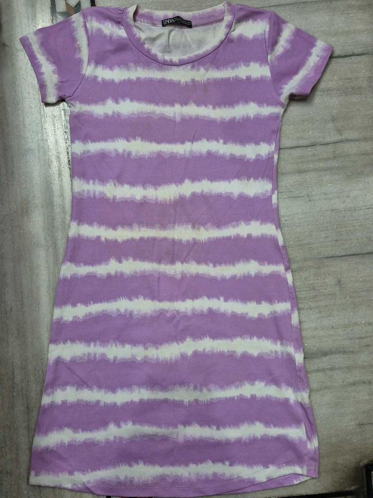 Lavender Tie-Dye Striped Dress