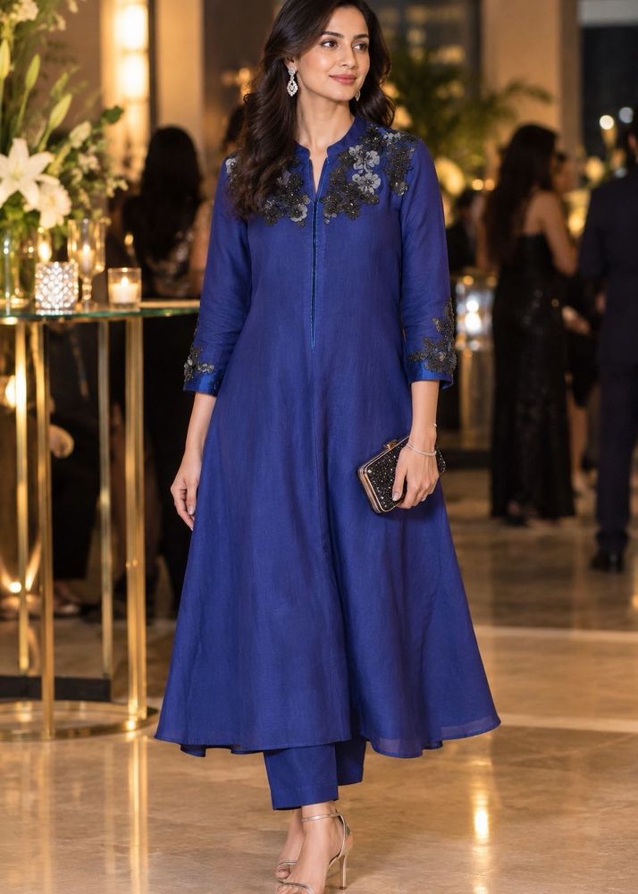 Elegant Royal Blue Embellished Kurta