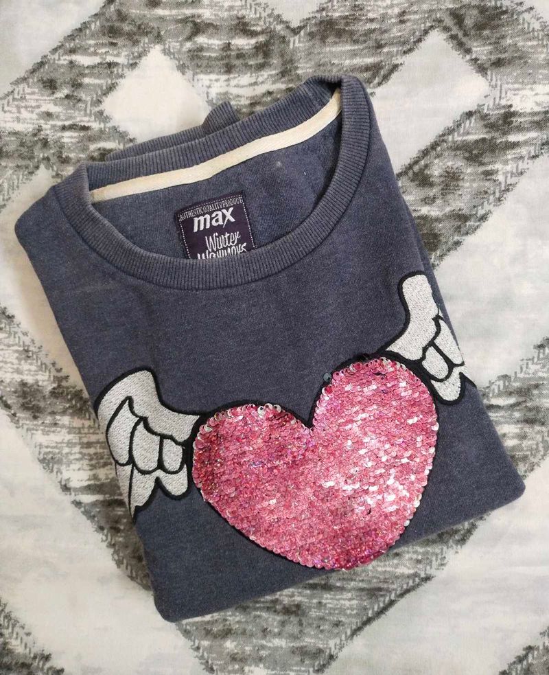 Cute Heart Sequin Sweatshirt
