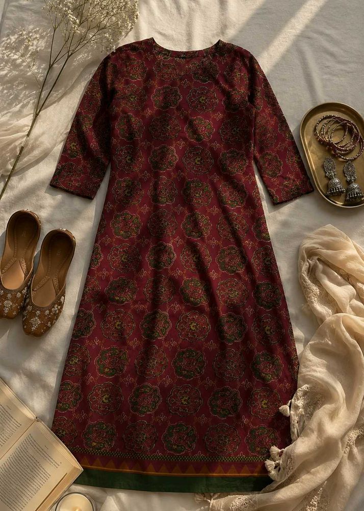 Red Printed Kurti 🍂