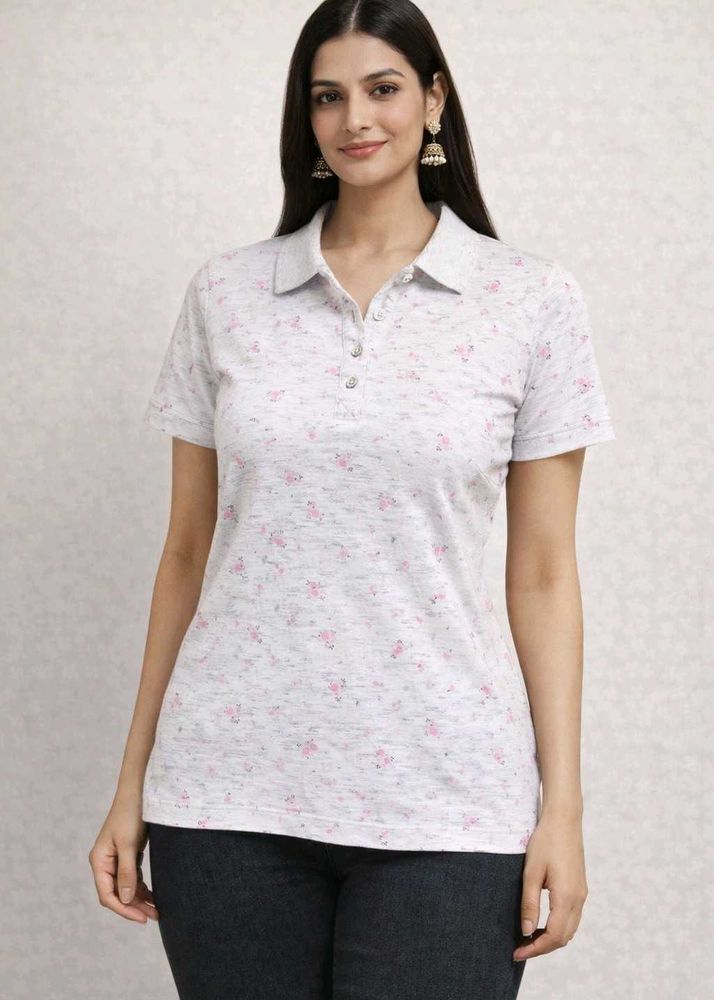 Floral Print Polo T-Shirt