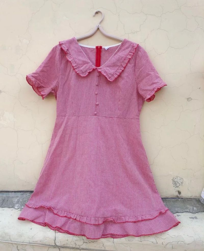 Cute Gingham Ruffle Dress