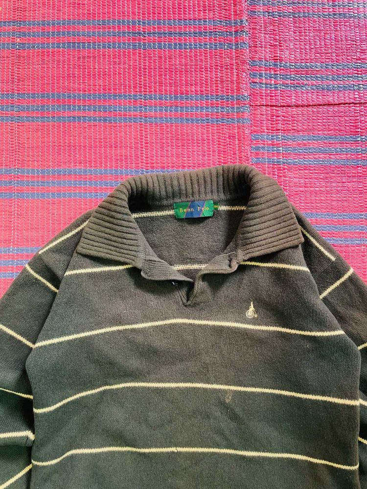 Striped Sweater with Button Detail