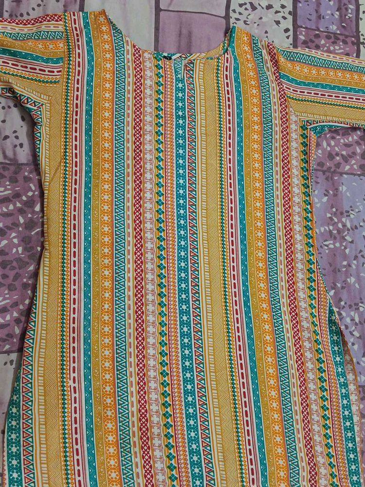 Vibrant Striped Cotton Kurta