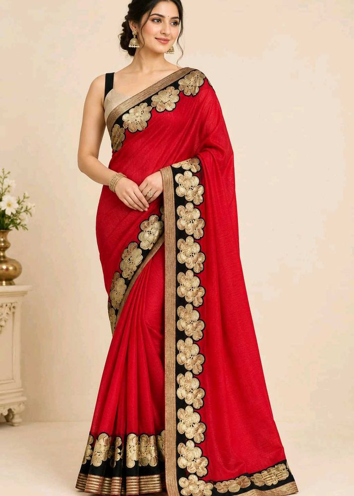 Stunning Red Embroidered Saree
