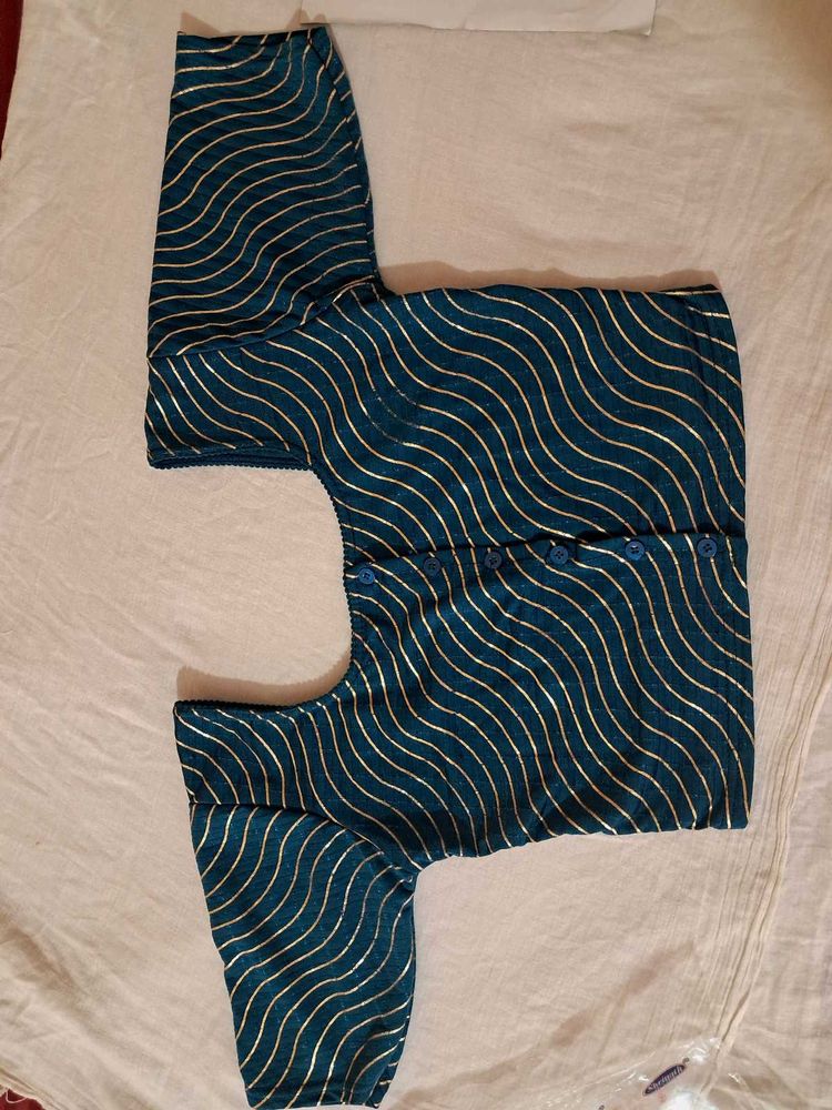 Teal Wave Print Blouse