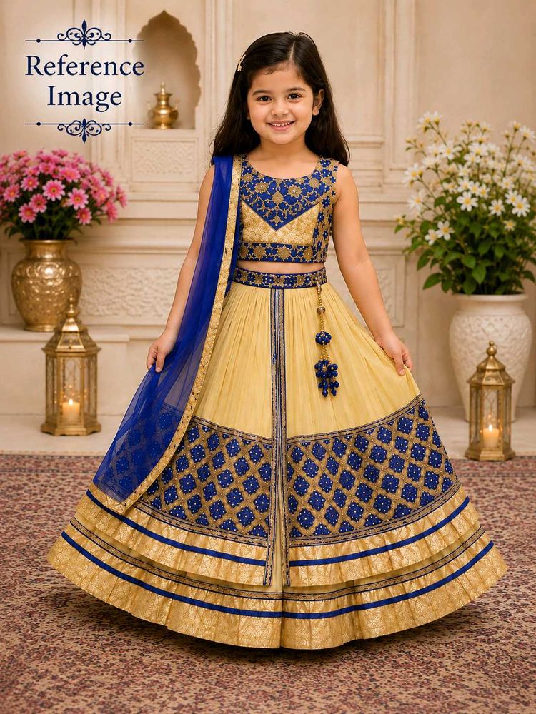 Elegant Yellow &amp; Blue Lehenga Choli Set