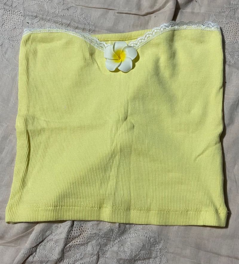 Yellow Tube Top with Flower