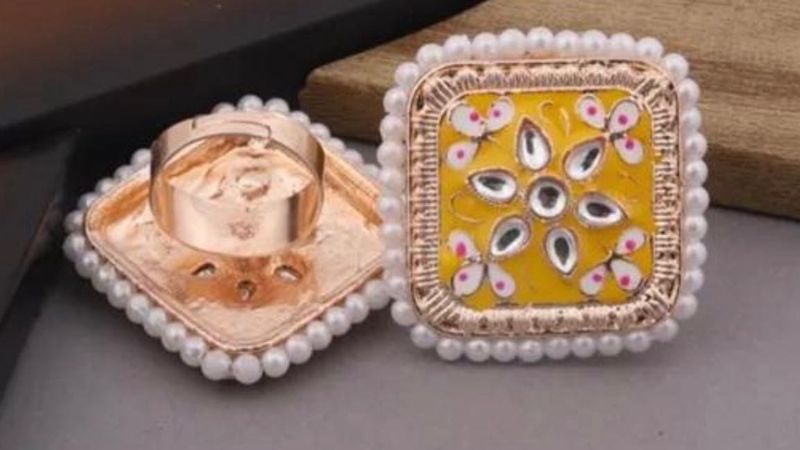 Designer Kundan &amp; Pearl Ring