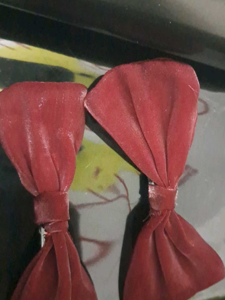 Burgundy Satin Bow Hair clip
