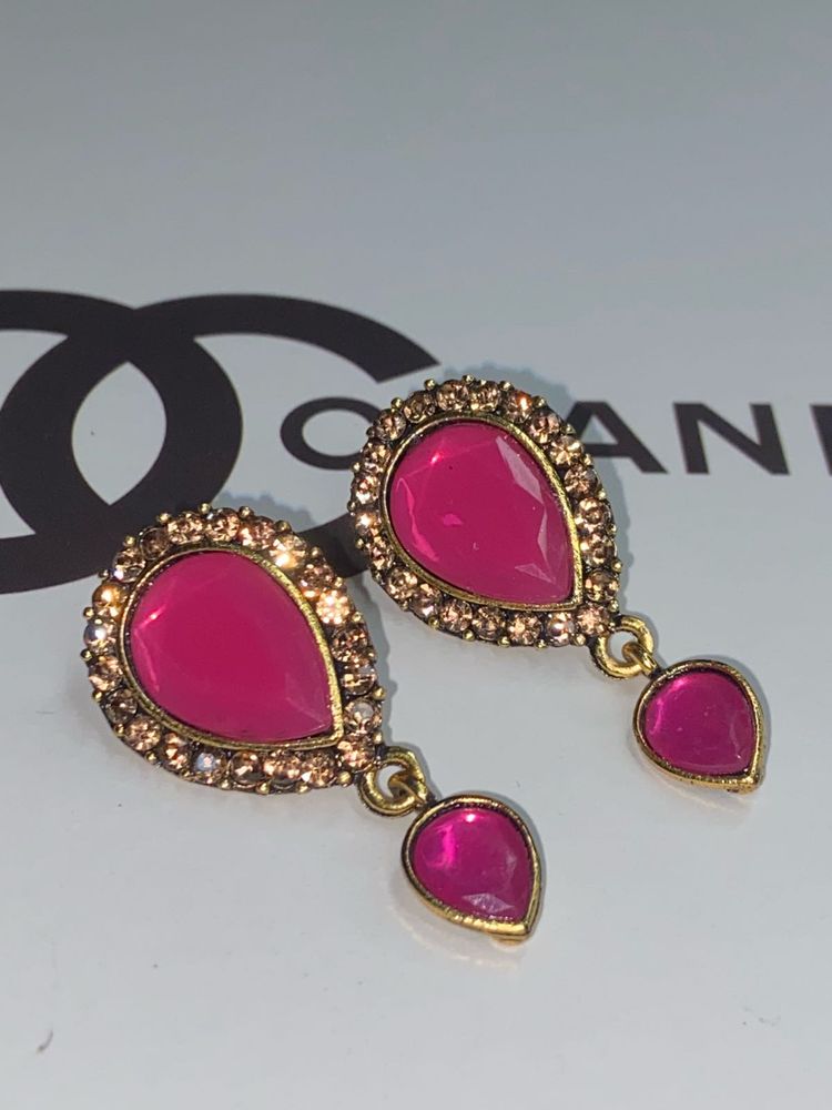 Statement Pink Drop Earrings