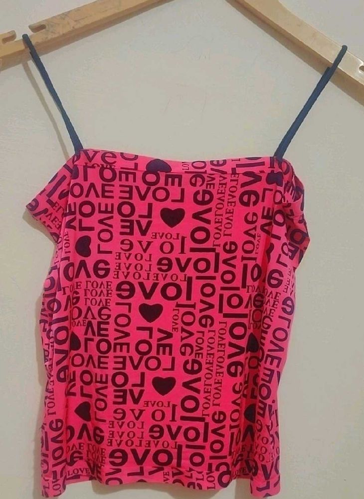 Pink 💕 Printed Crop Top For Girl Or Woman 32 Bust