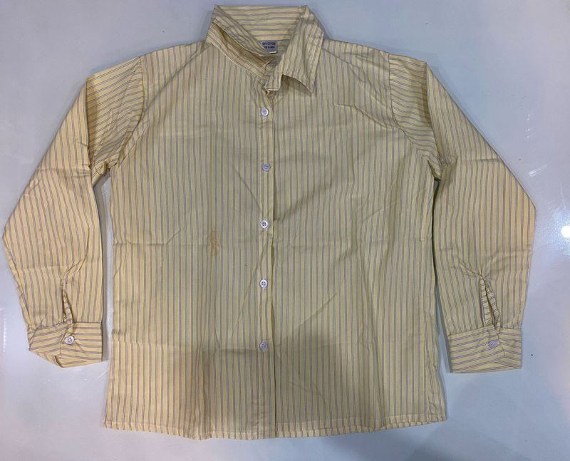 Light Yellow Striped Formal Shirt