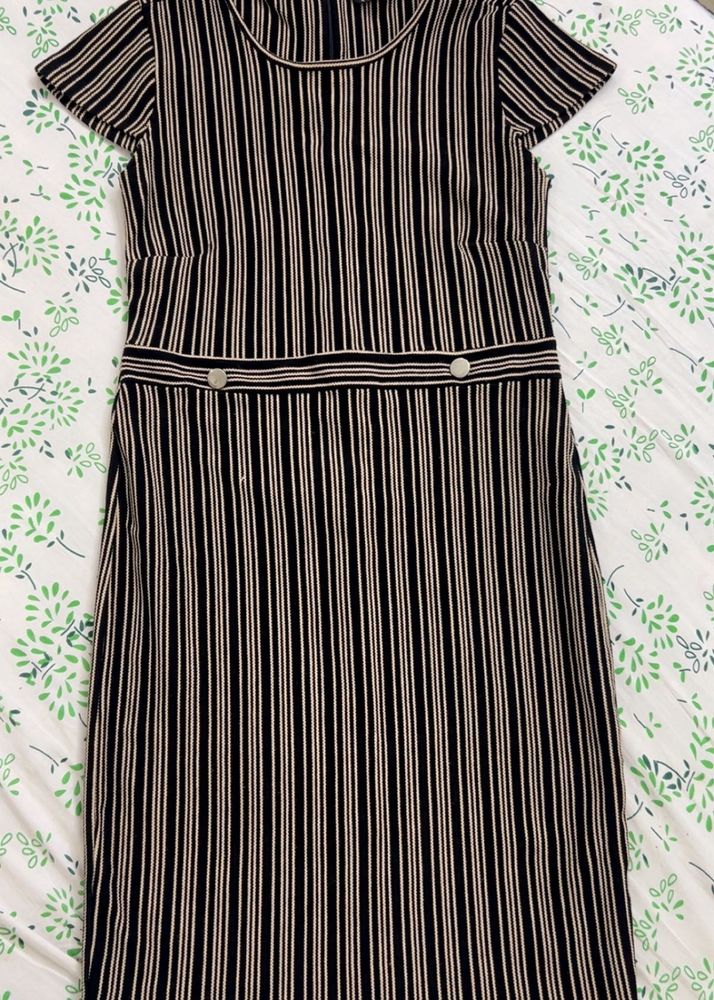 Classic Striped Sheath Dress fully stretchable