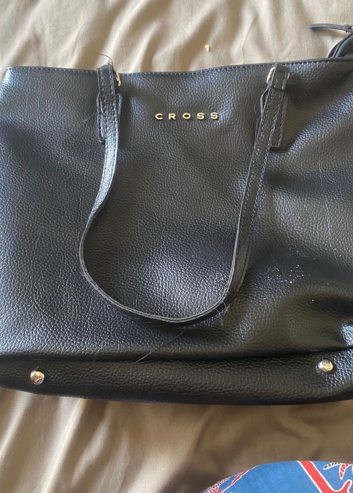 CROSS Black Faux Leather Tote Bag