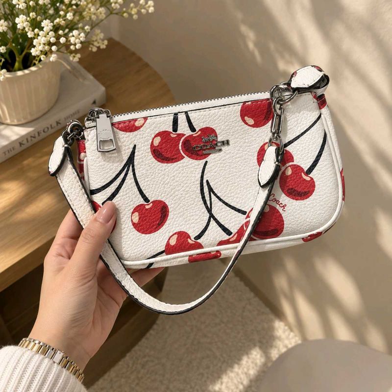 Coach Cherry Print Wristlet Bag