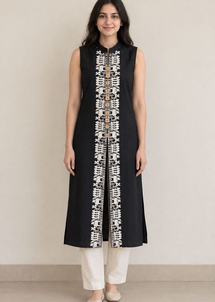Embroidered Sleeveless Kurta with pants