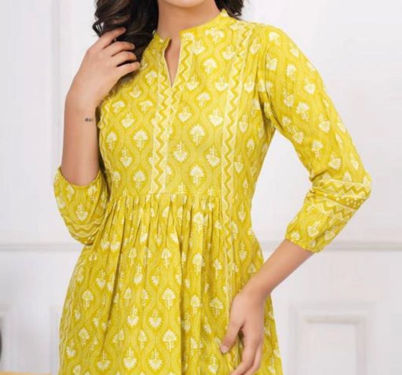 Yellow Printed Kurta
