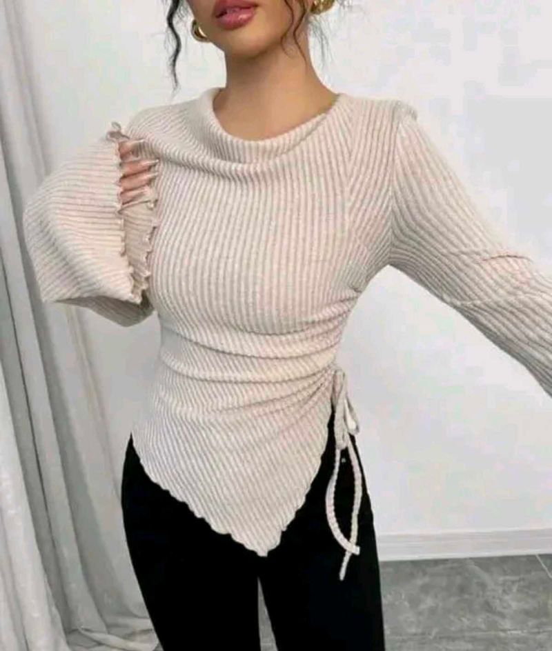 Ribbed Knit Asymmetrical Top (4 colors)
