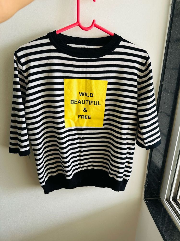 Striped Top with "Wild Beautiful &amp; Free" Print
