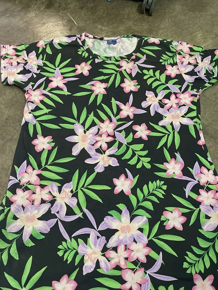 Black Floral Print T-Shirt