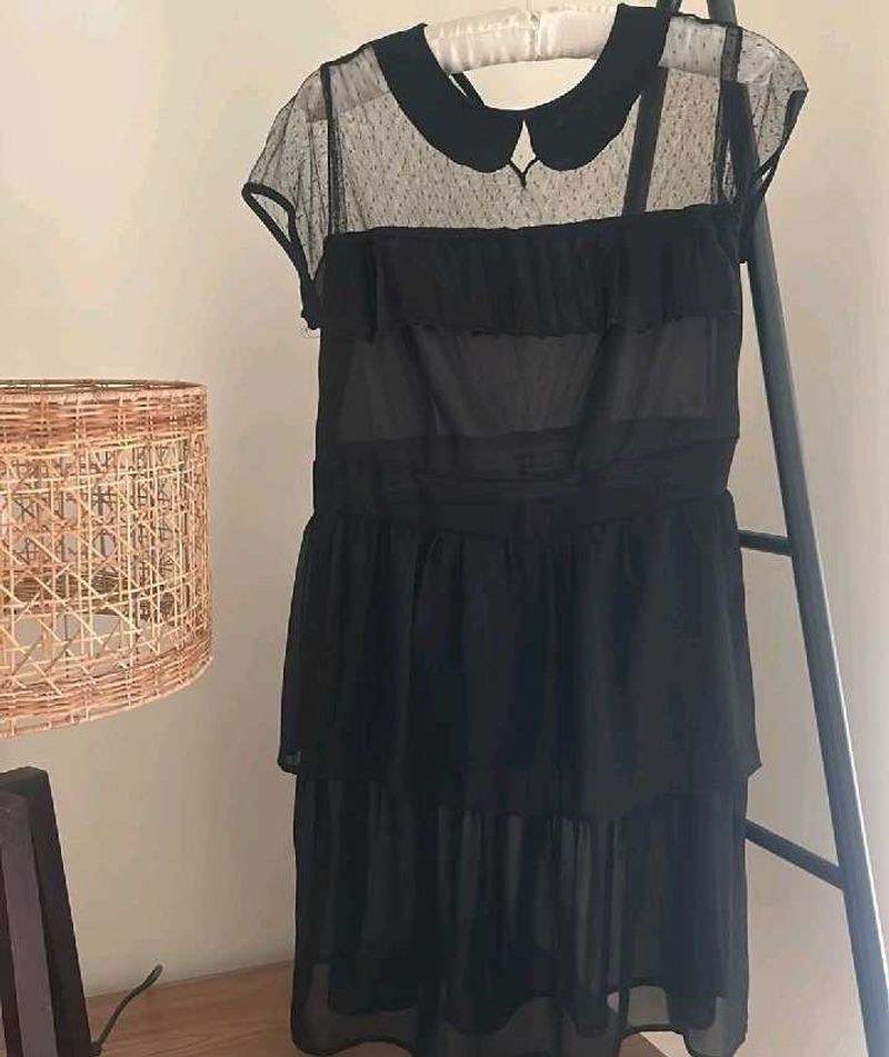 ZARA Elegant Black Sheer Layered Dress