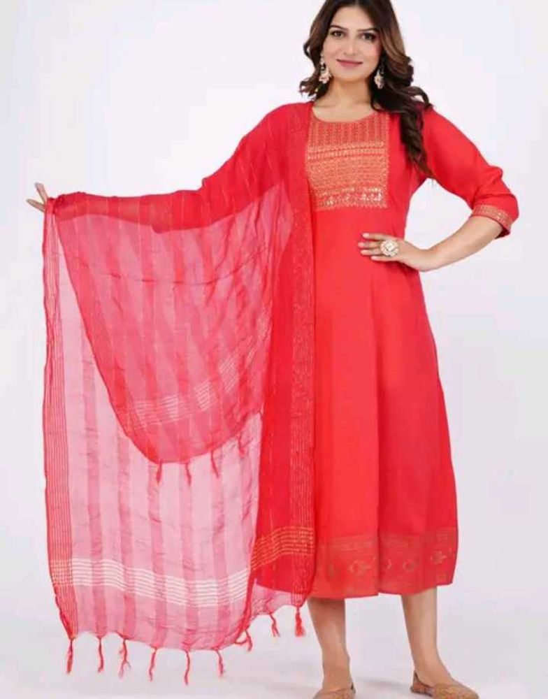 Red frock suit with Dupatta
