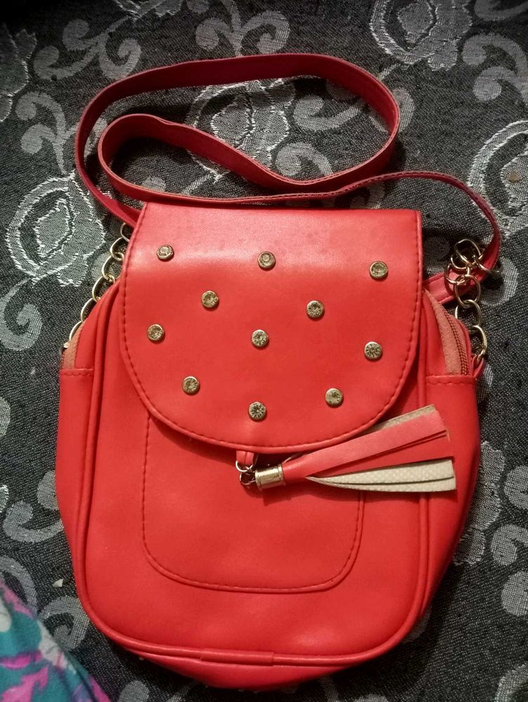Red Studded Crossbody Bag