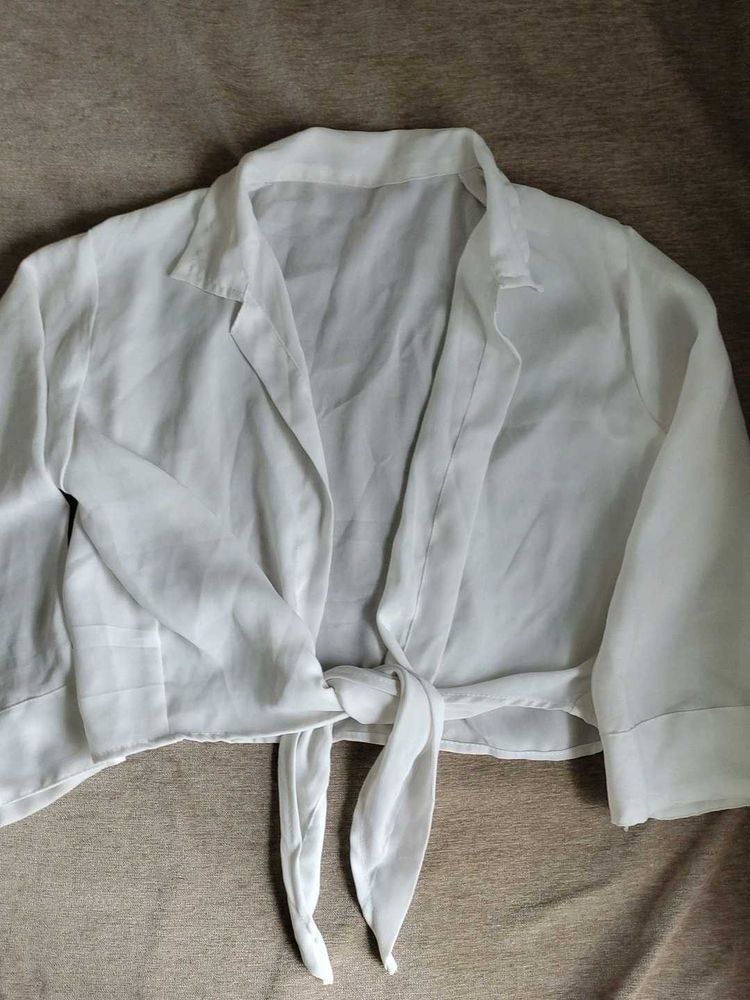 White Tie Front Shrug