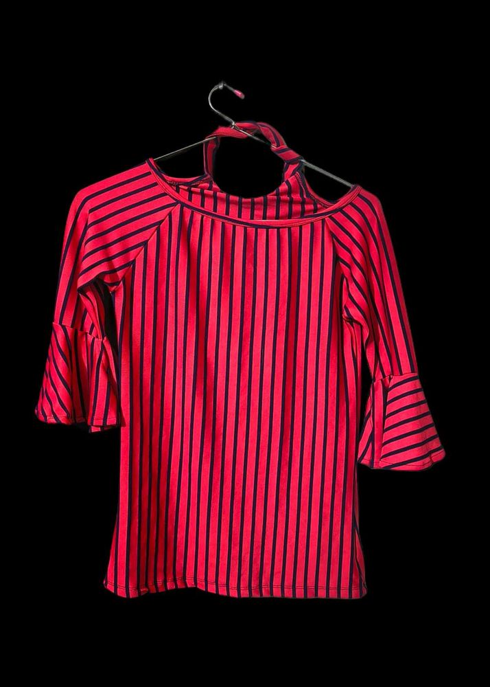 Striped Cold Shoulder Top