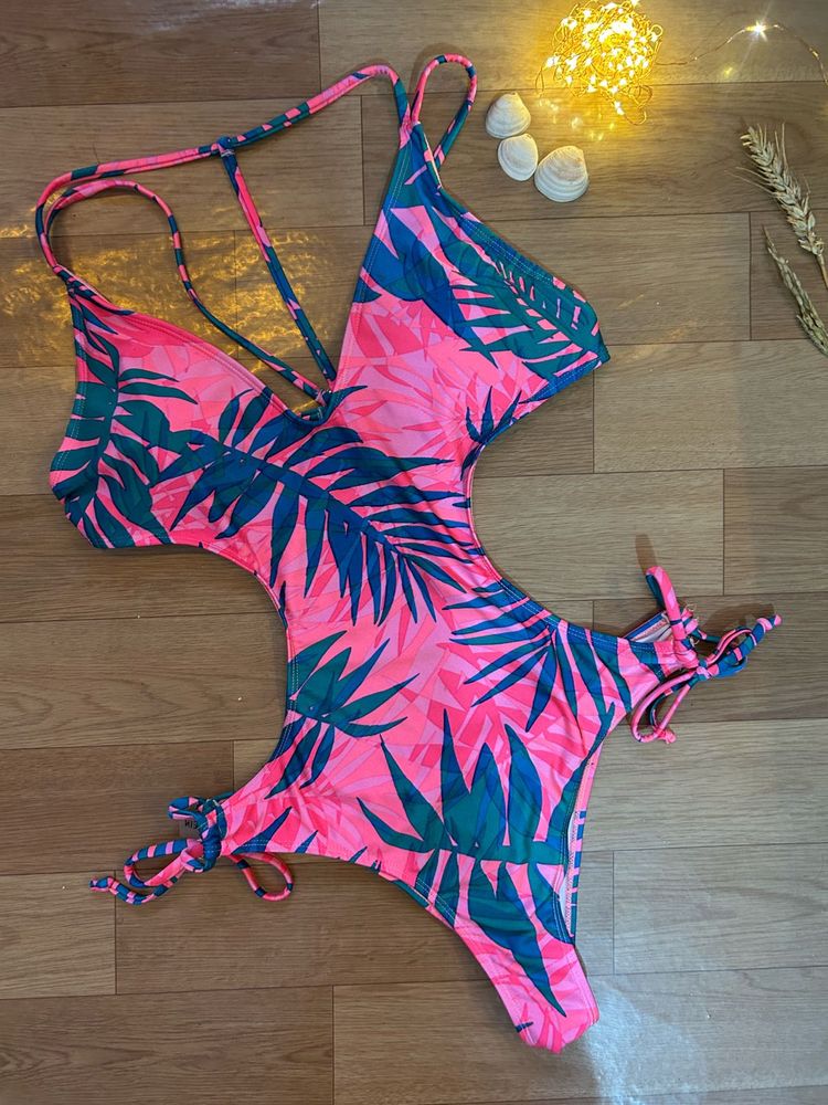 Tropical Leaf Print One-Piece Swimsuit