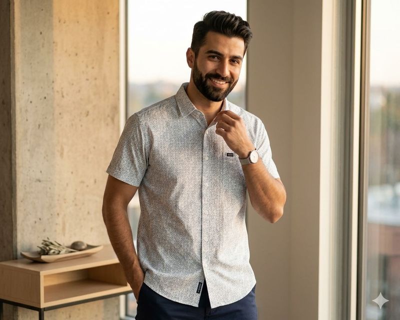 Men's Short Sleeve Patterned Shirt