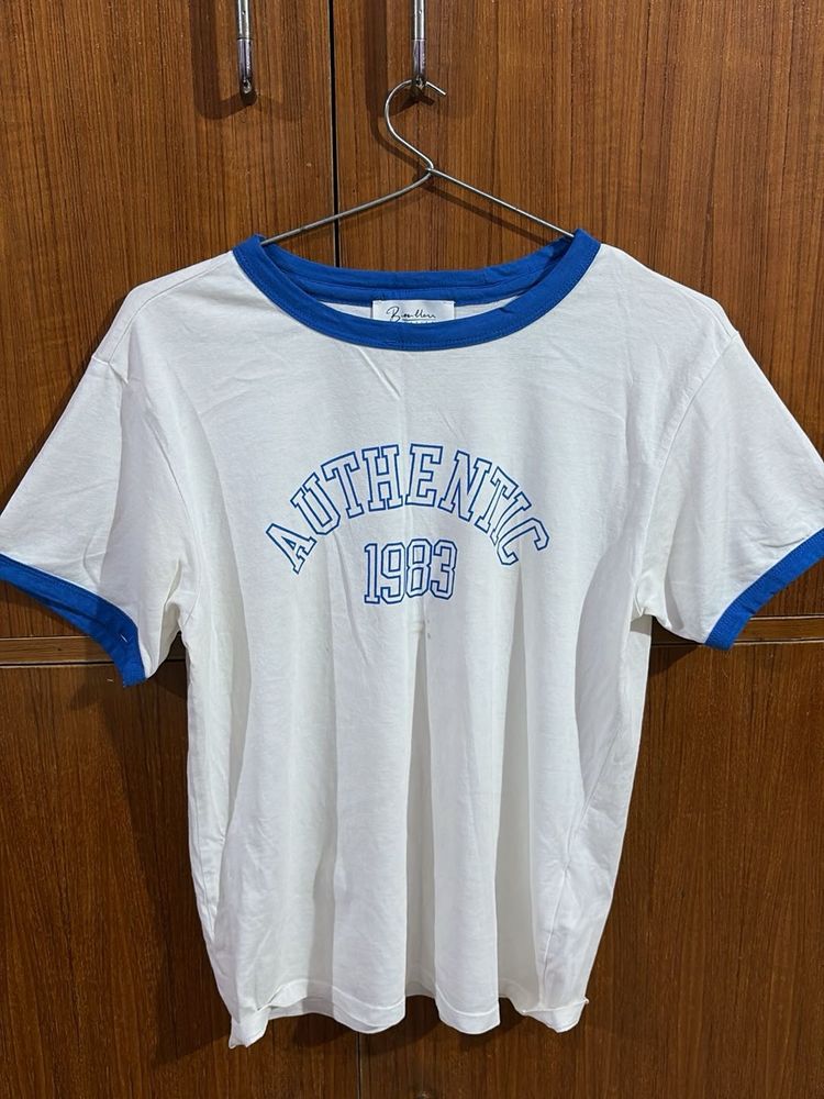 White "Authentic 1983" Ringer Tee