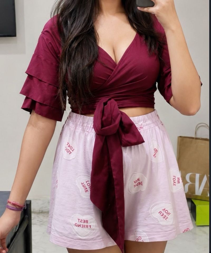 Chic Burgundy Wrap Top