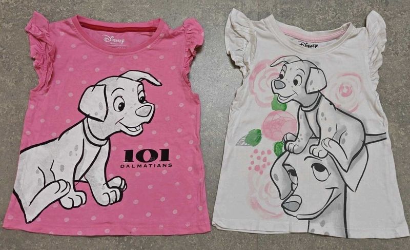 2 Set of Girls Disney Tshirts 3-4years