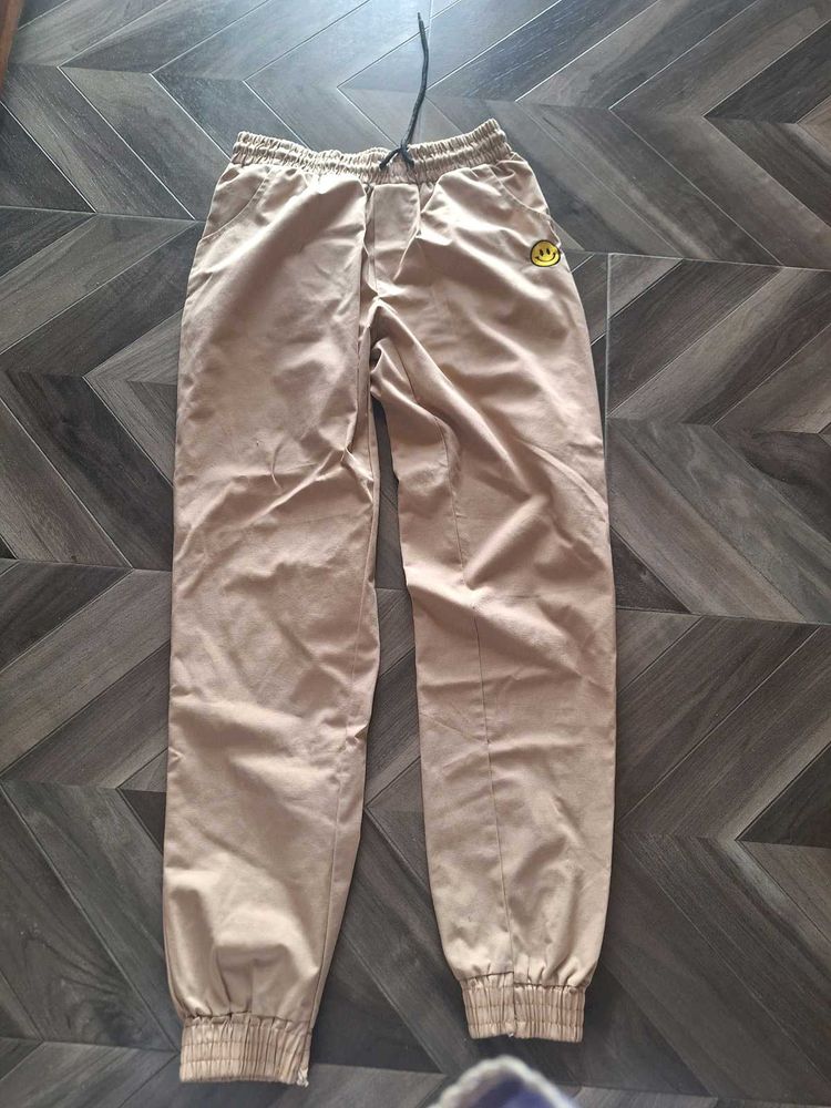 Khaki Joggers with Smiley Face