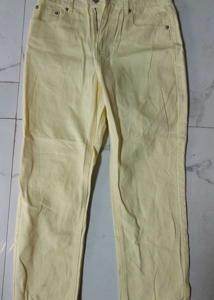 Pastel Yellow Relaxed Fit Jeans