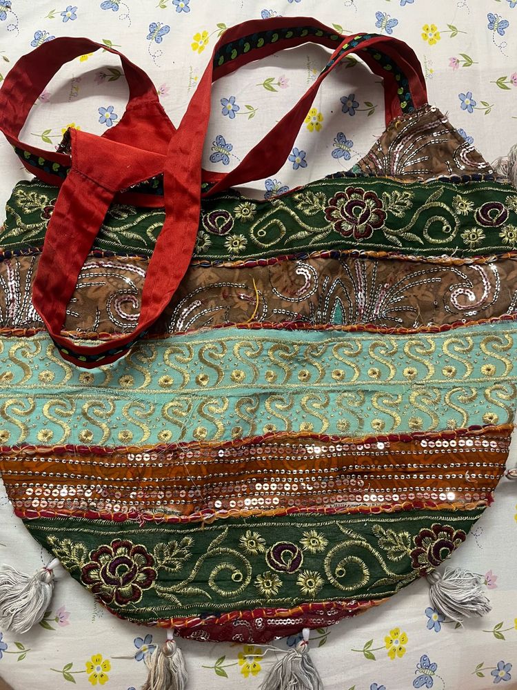 Boho Embroidered Patchwork Sling Bag