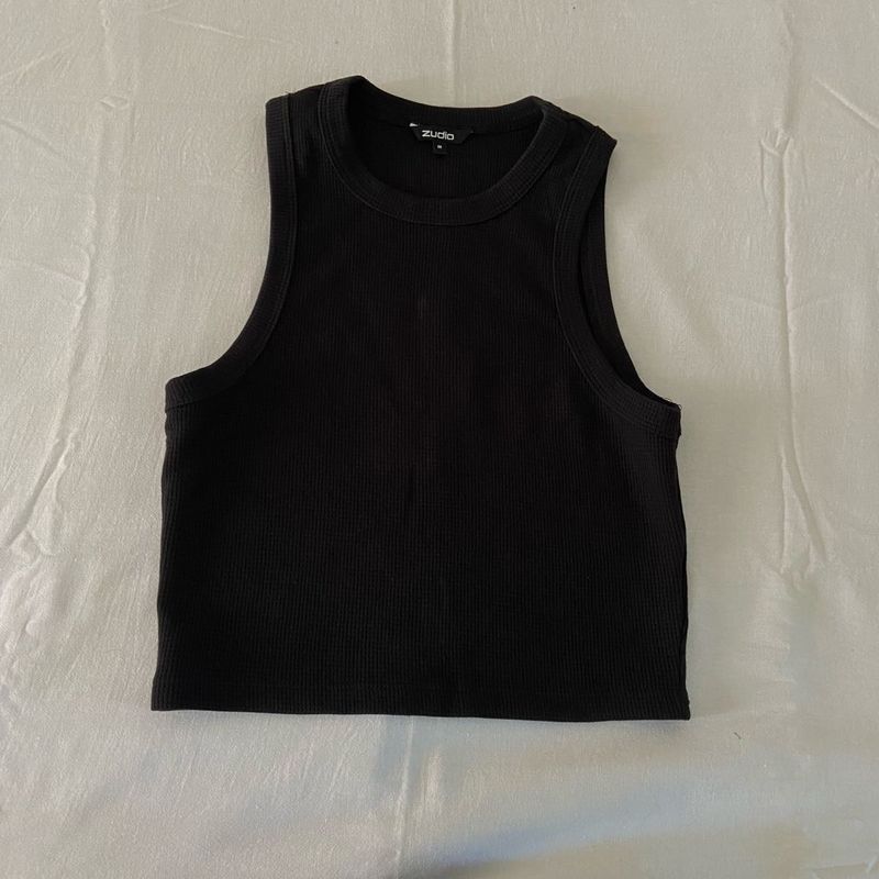 Staple Black Ribbed Cropped Tank Top