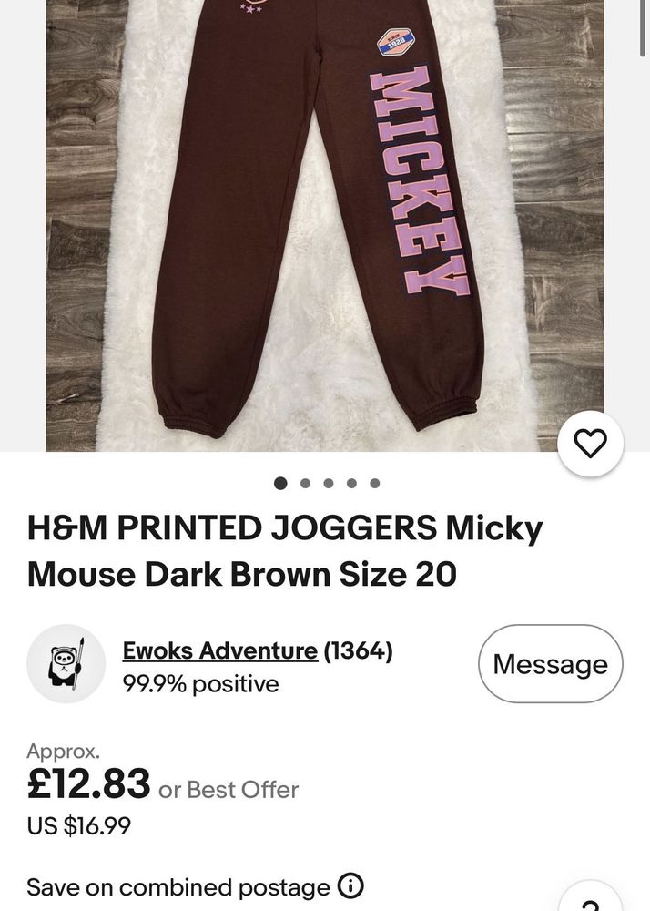 Mickey Mouse Brown Sweatpants 9 to 10 year kid 👧