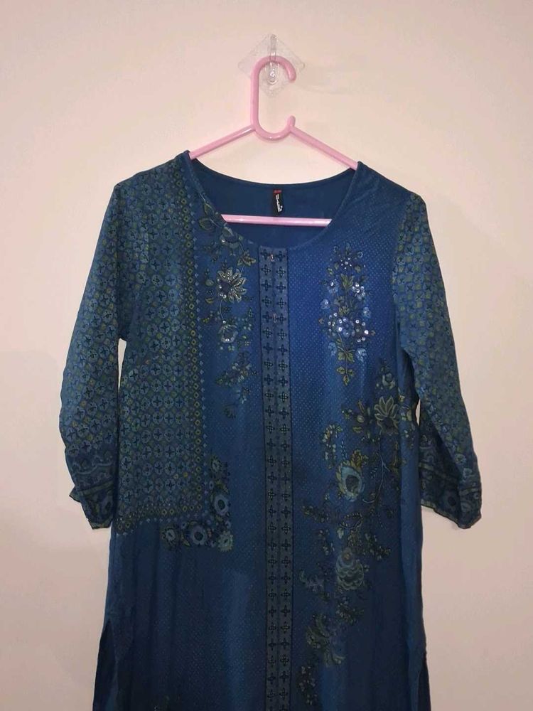 Blue Printed Kurta From trends