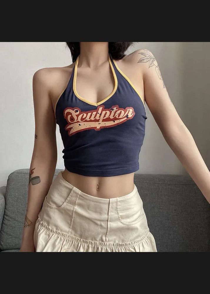 Vintage "Sculptor" Halter Neck Crop Top