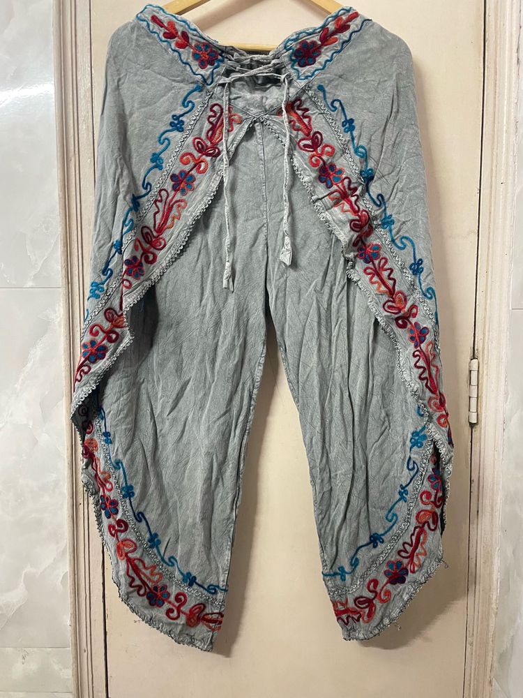 Boho Embroidered Palazzo Pants