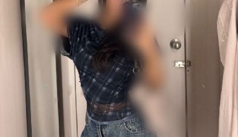 H&amp;M Chic Plaid Sheer Sleeve Top