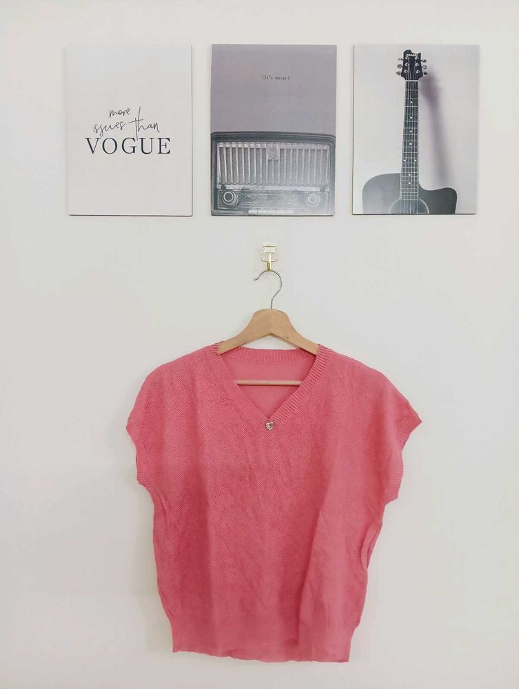 Chic Pink V-Neck Top