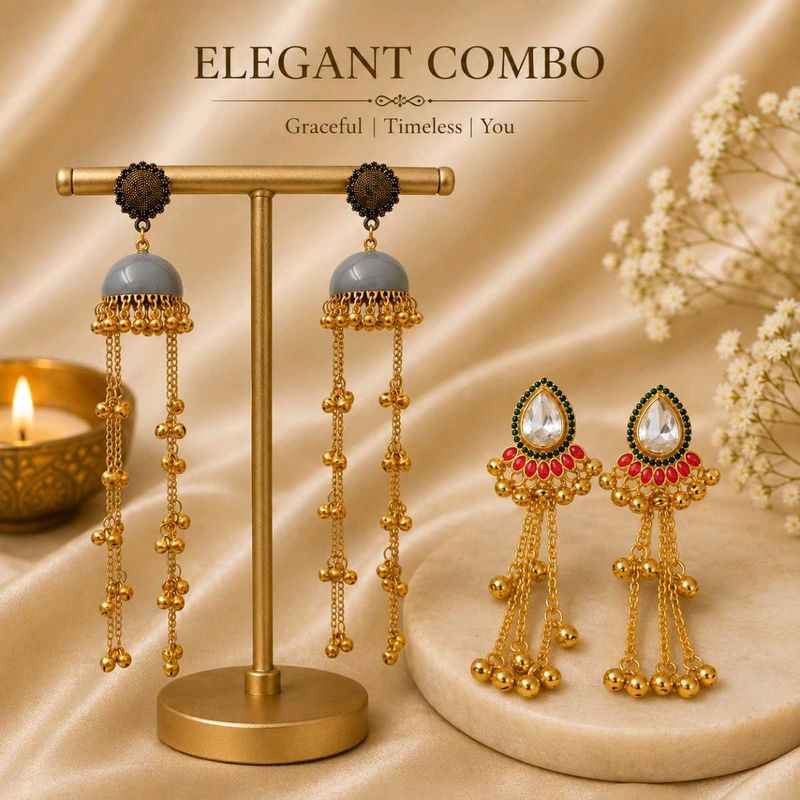 Elegant Indian Jhumka Earrings Combo