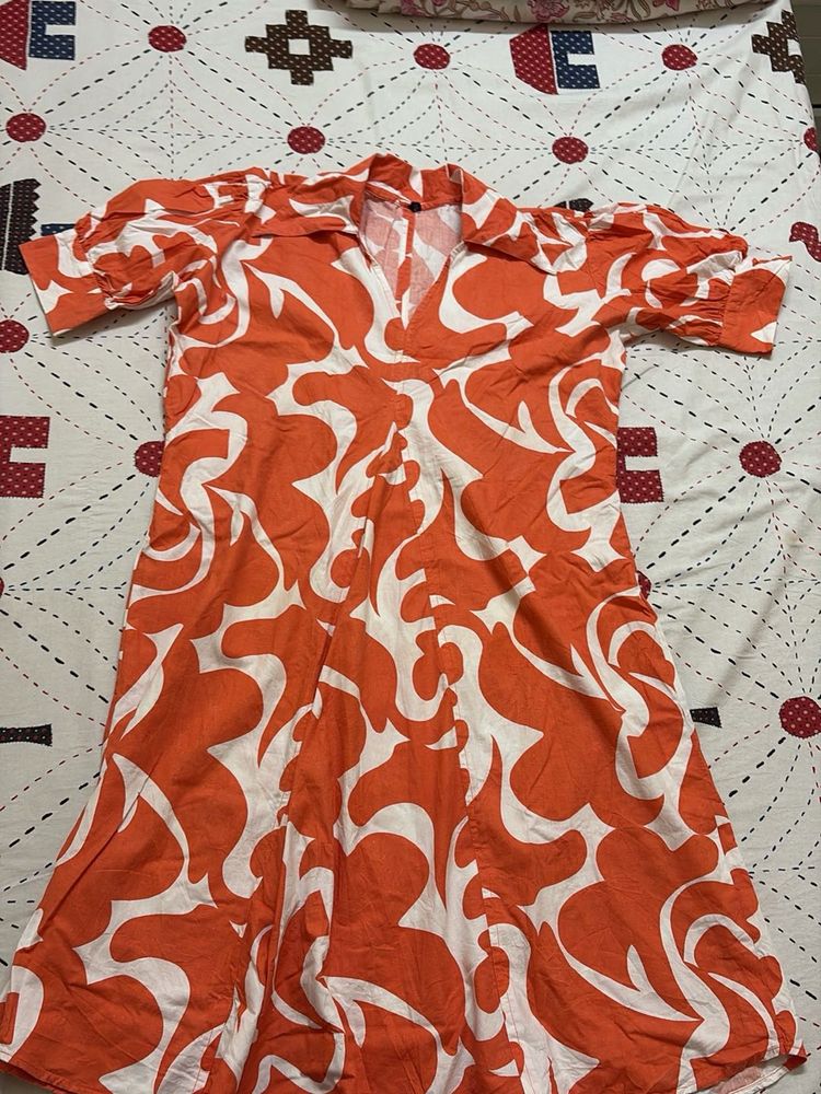 Orange Print Dress